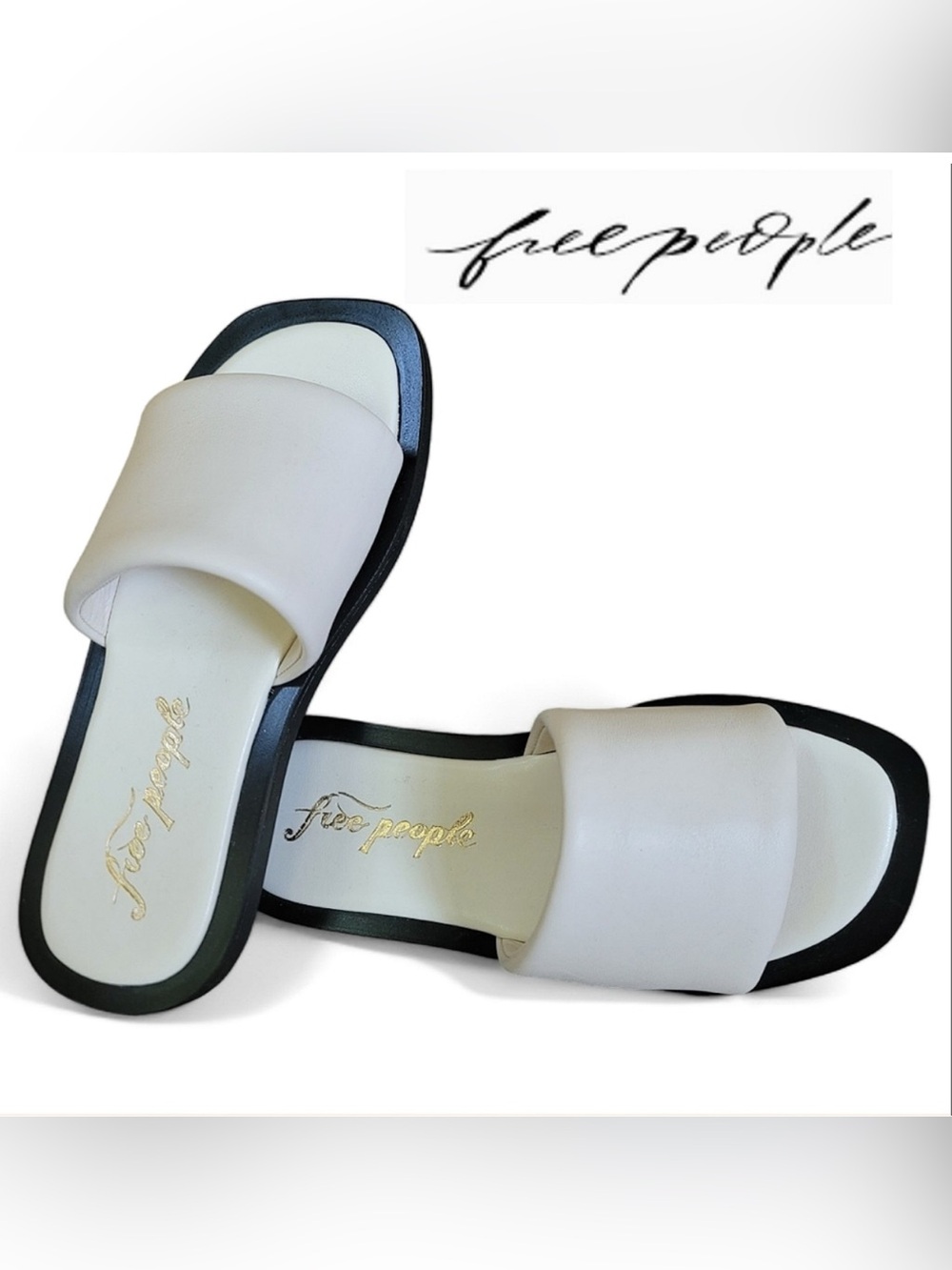 NEW! Free People Wren Padded Slip On Slide Sandals Blanco EUR 36
